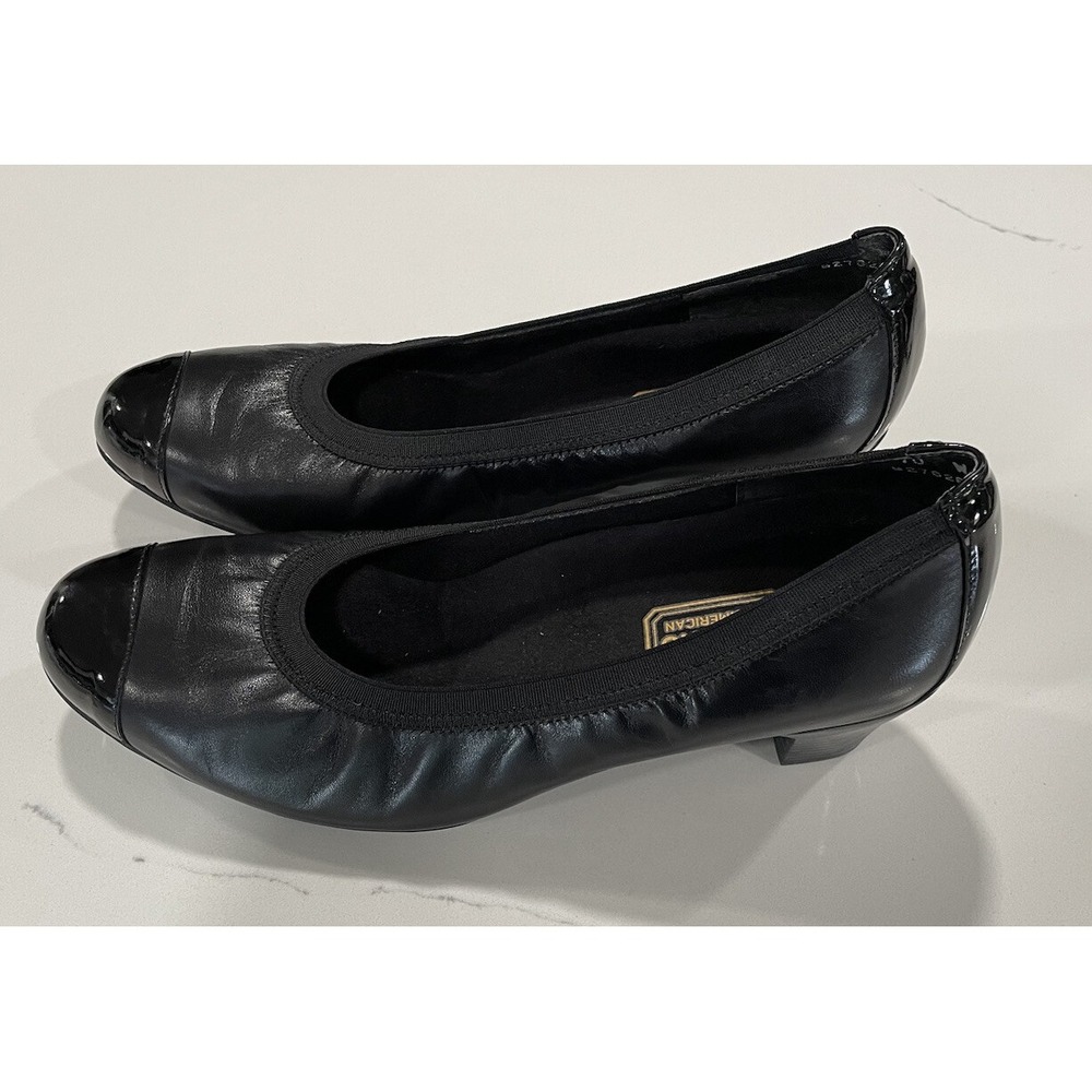 Munro Sz 10W black leather Pumps‎ Shoes SHB